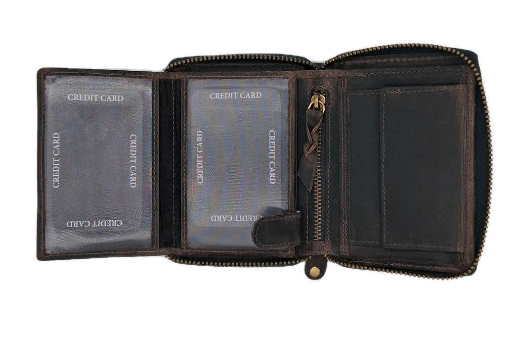 DARGELIS | Herren Geldbörse Leder | Portemonnaie Schwarz | Geldbeutel | Skorpion