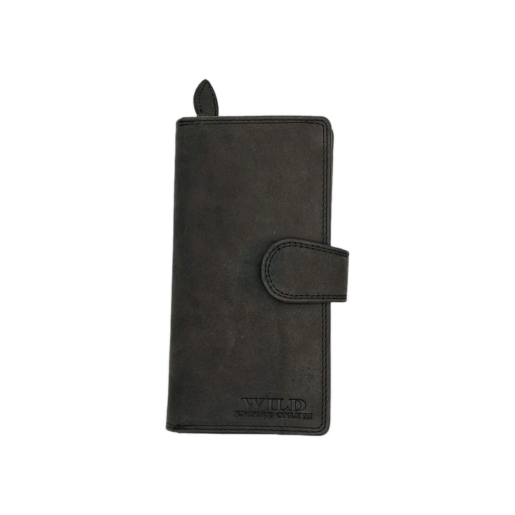 ​WILD Langbörse Organizer Leder Schwarz RFID Damen Herren | 11 Kartenfächer