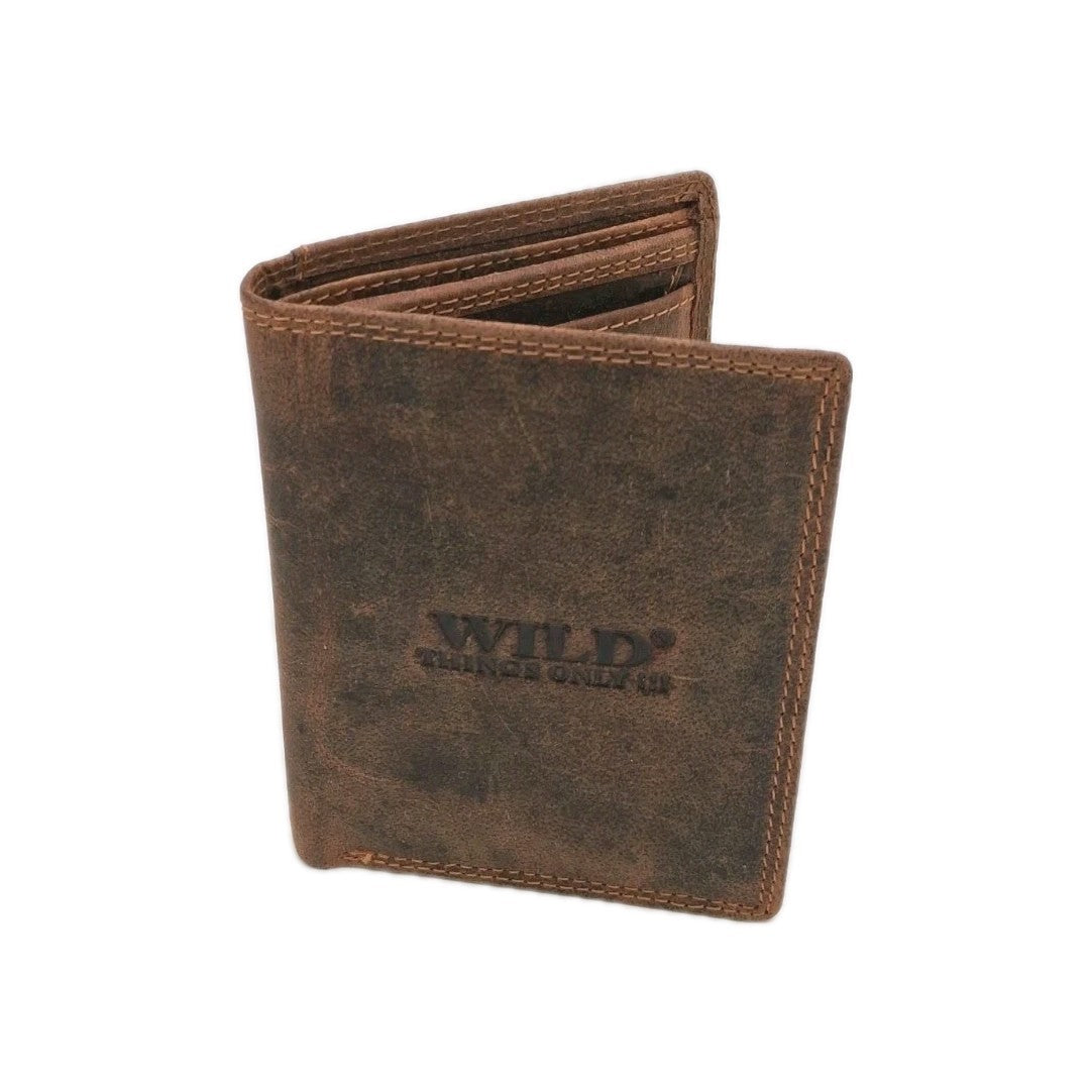 Slim Wallet Herren – Premium  echtes Büffelleder!! | RFID| Handgefertigt| Braun|