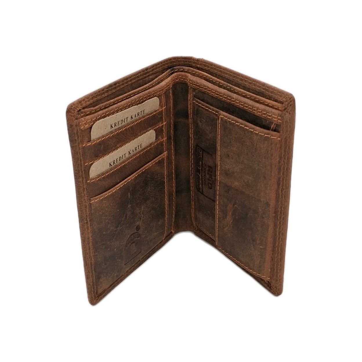 Slim Wallet Herren – Premium  echtes Büffelleder!! | RFID| Handgefertigt| Braun|