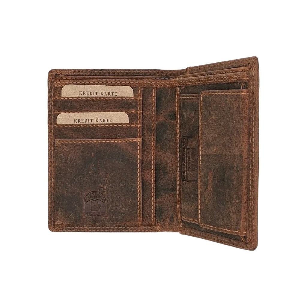 Slim Wallet Herren – Premium  echtes Büffelleder!! | RFID| Handgefertigt| Braun|