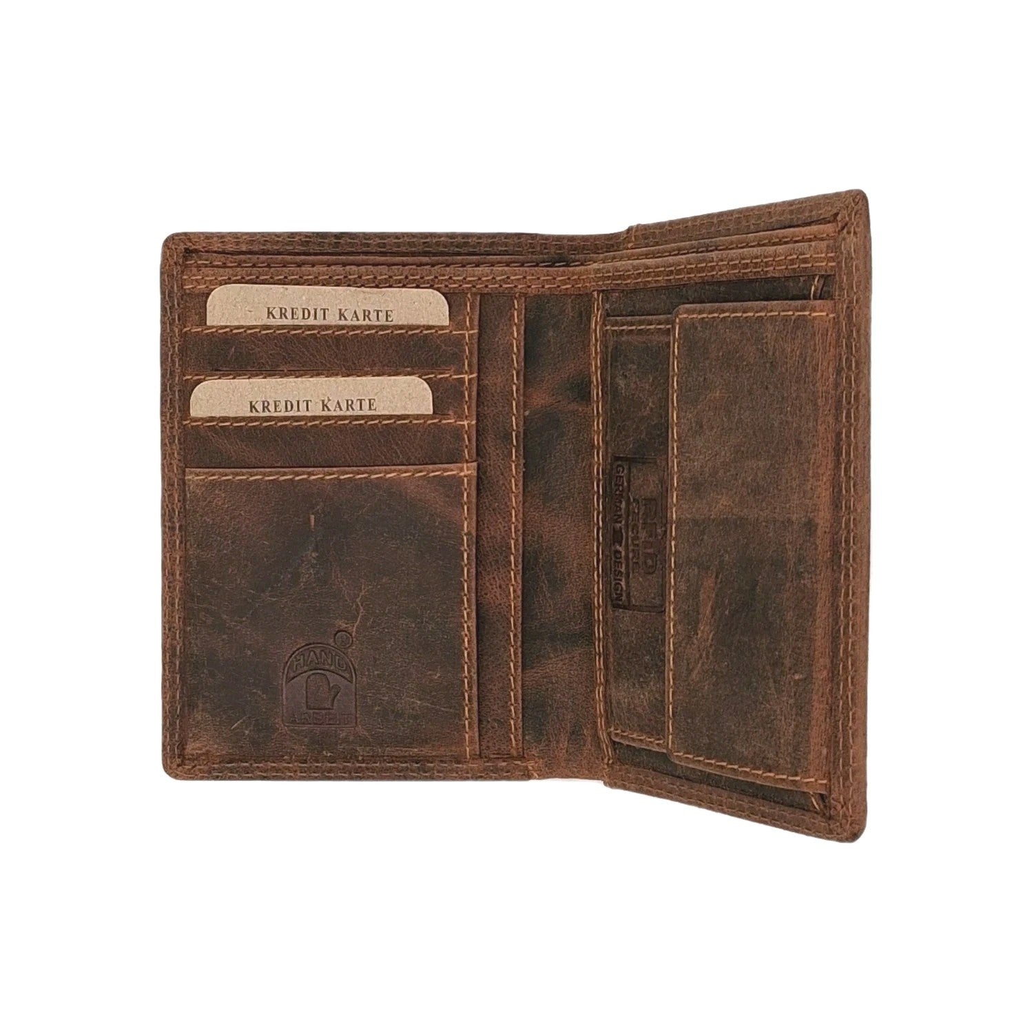 Slim Wallet Herren – Premium  echtes Büffelleder!! | RFID| Handgefertigt| Braun|