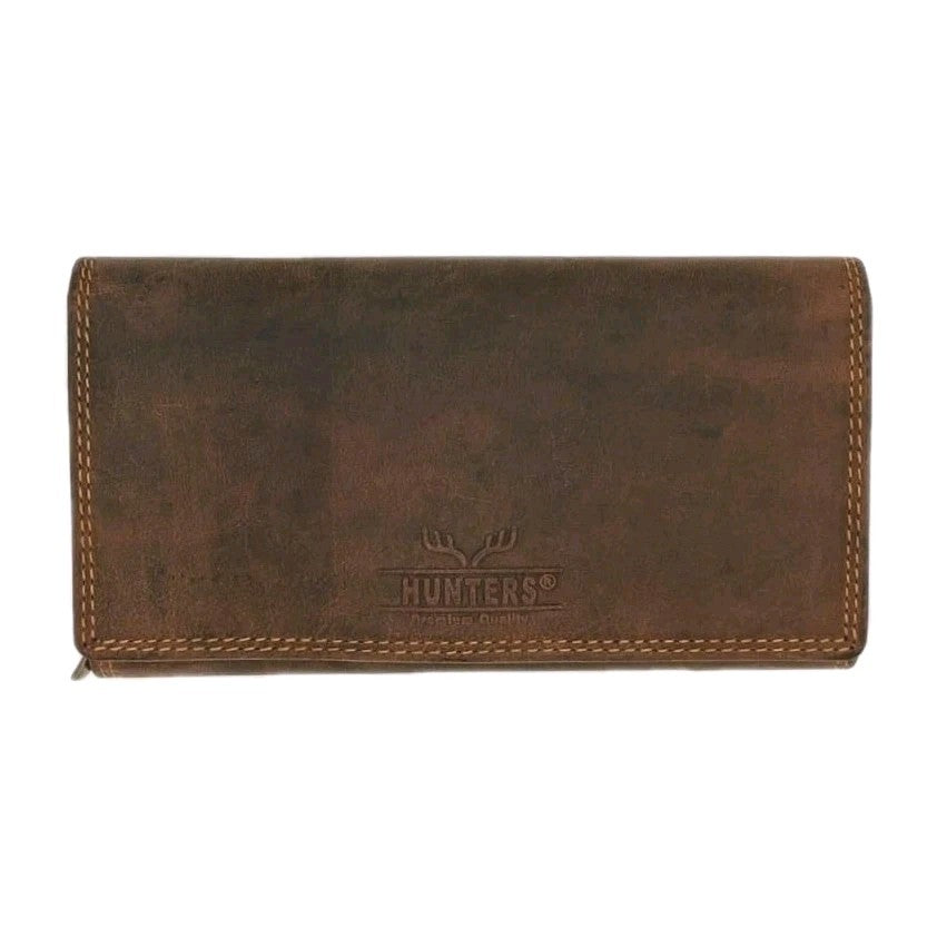 HUNTERS® Leder Organizer-Börse Braun Vintage | 10 Kartenfächer | Akkordeon-Fach