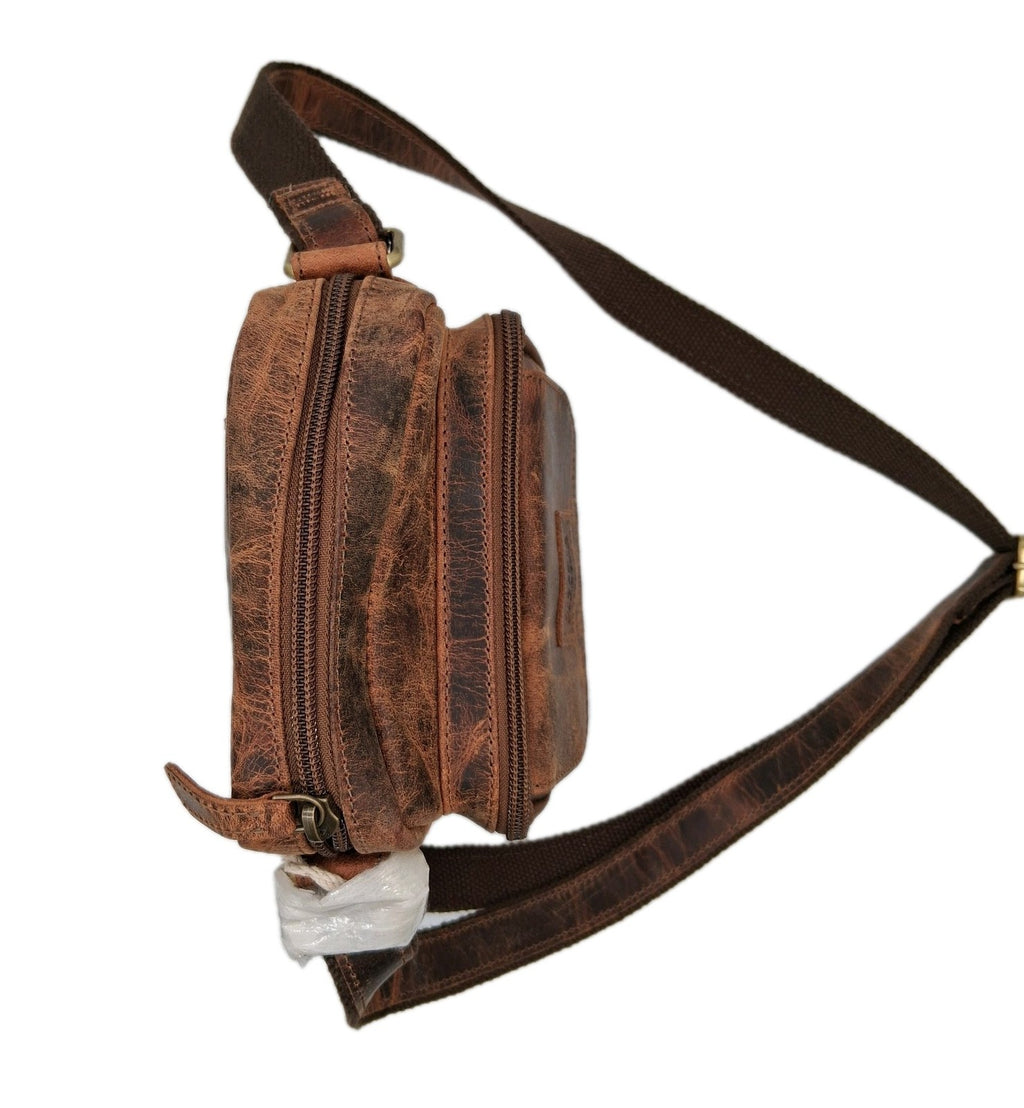 DARGELIS Messenger Bag Leder | Vintage Cognac | Umhängetasche |