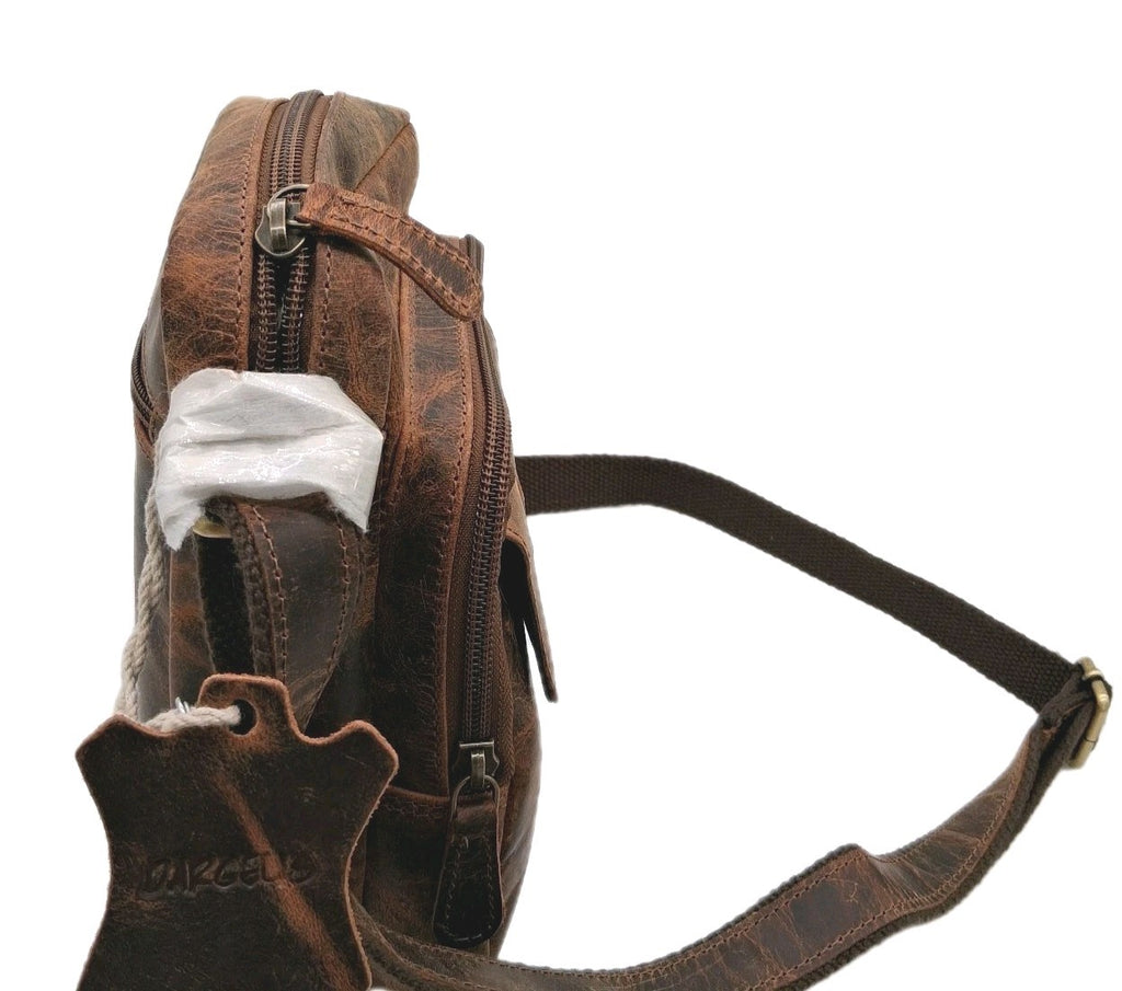 DARGELIS Messenger Bag Leder | Vintage Cognac | Umhängetasche |