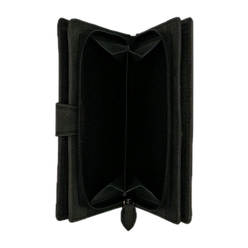 ​WILD Langbörse Organizer Leder Schwarz RFID Damen Herren | 11 Kartenfächer