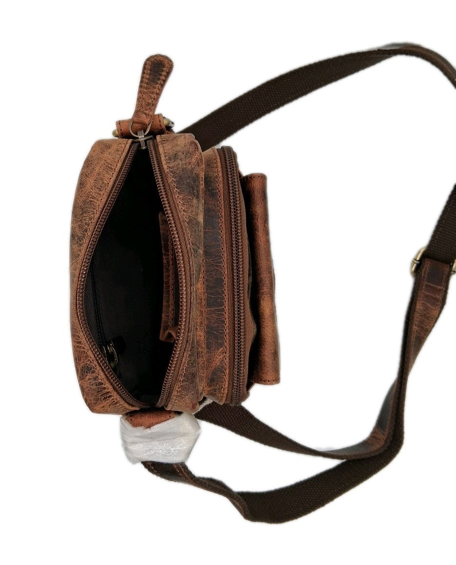 DARGELIS Messenger Bag Leder | Vintage Cognac | Umhängetasche |